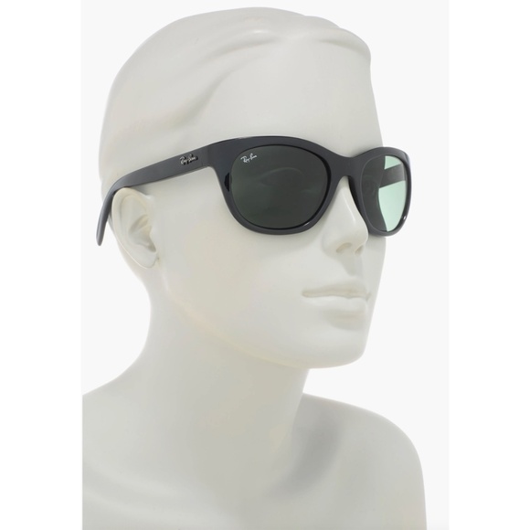 RAY-BAN RB4216 601/71 POLISHED BLACK DARK GREEN SQUARE SUNGLASSES. 56mm main image 4